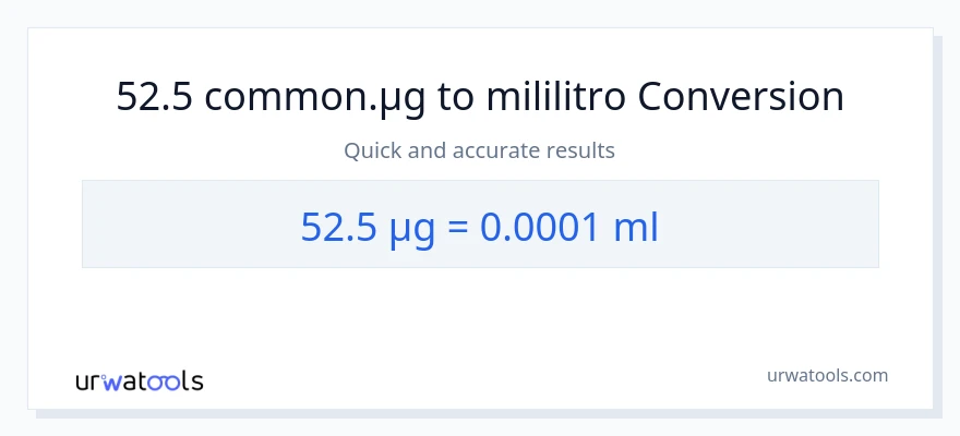 52.5 mga mikrogramo patungong mga mililitro na conversion
