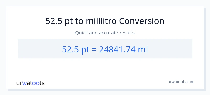 52.5 Pints patungong mga mililitro na conversion