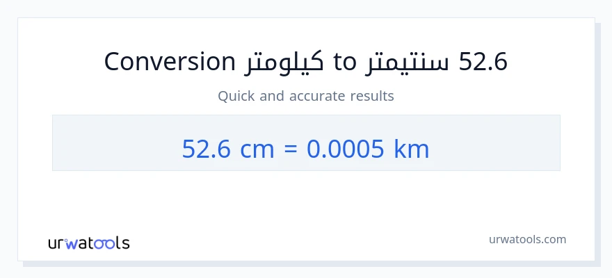 التحويل من 52.6 سنتيمترات إلى كيلومترات
