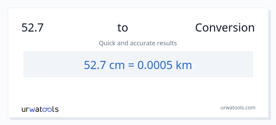 52.7 ಸೆಂಟಿಮೀಟರ್‌ಗಳು ರಿಂದ ಕಿಲೋಮೀಟರ್‌ಗಳು ಪರಿವರ್ತನೆ