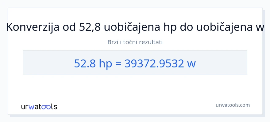Konverzija od konjske snage do vati: 52.8