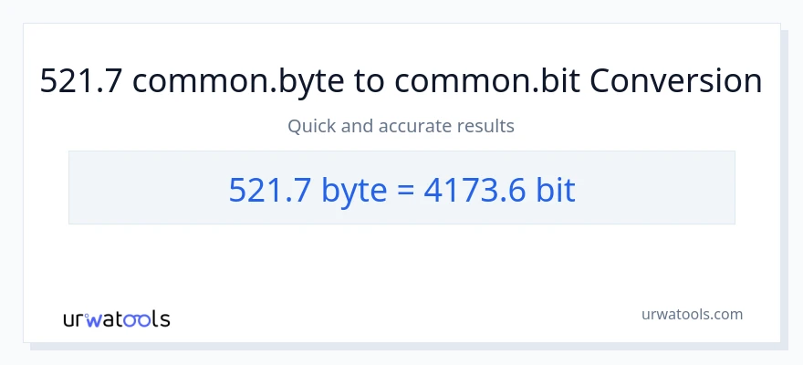 521.7 Bytes patungong Bits na conversion