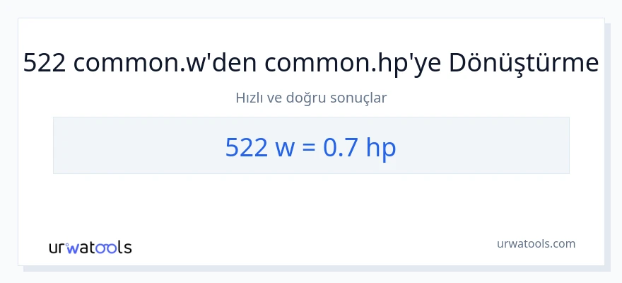 522 watt'den beygir gücü'e dönüşüm