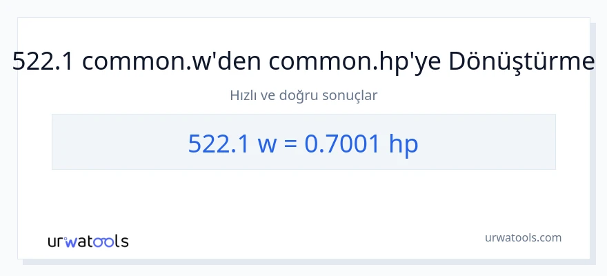 522.1 watt'den beygir gücü'e dönüşüm