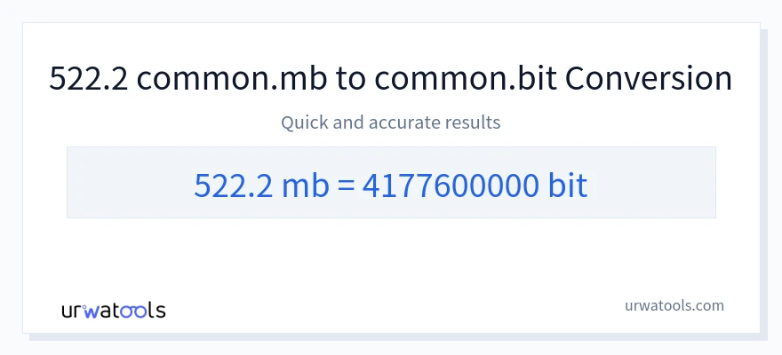 522.2 Megabytes 到 Bits 轉換