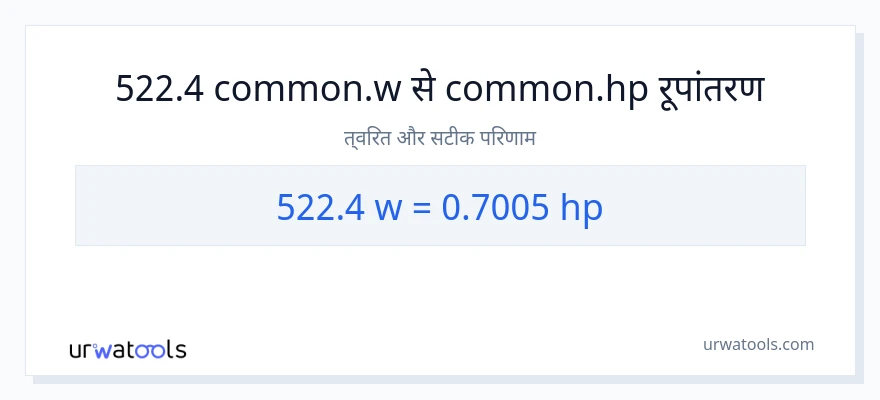 522.4 वाट से घोड़े की शक्ति रूपांतरण