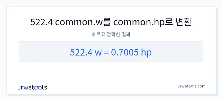 522.4 와트에서 마력으로의 변환