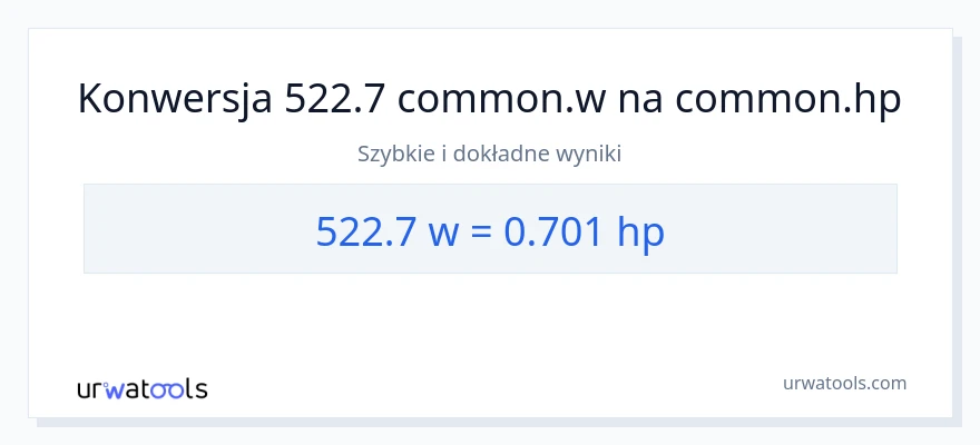 Konwersja 522.7 watów do moc w koniach mechanicznych