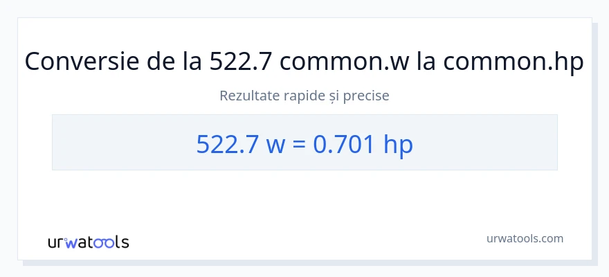Conversie 522.7 wați la cai putere