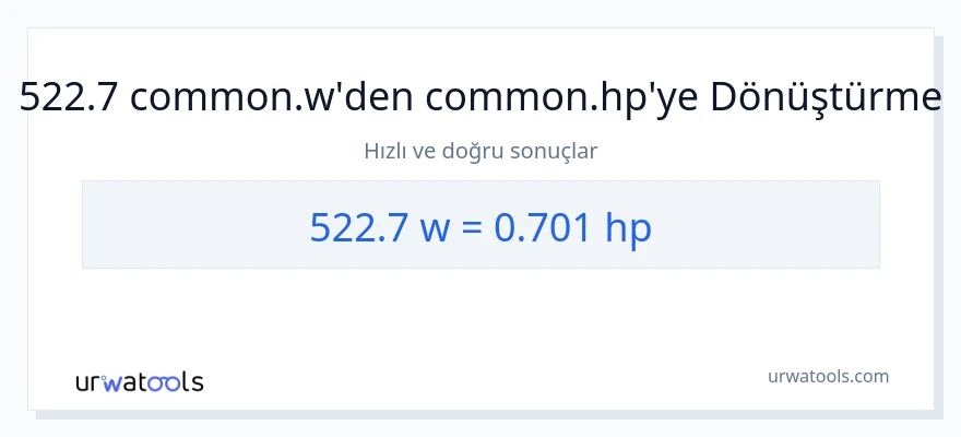 522.7 watt'den beygir gücü'e dönüşüm