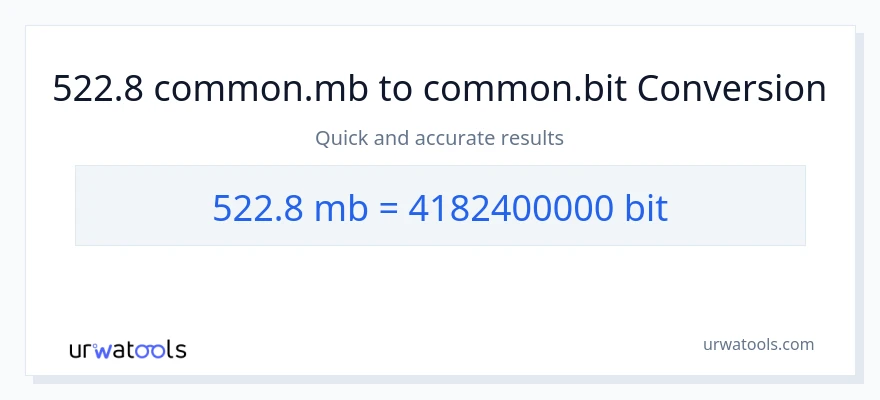 522.8 Megabytes patungong Bits na conversion