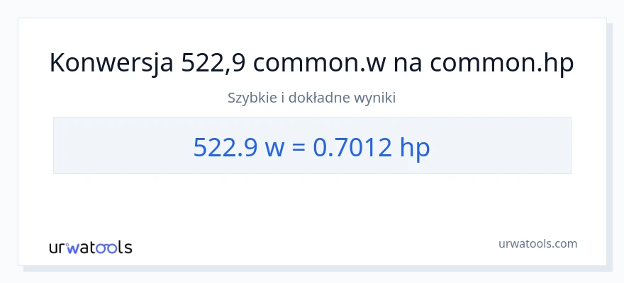 Konwersja 522.9 watów do moc w koniach mechanicznych