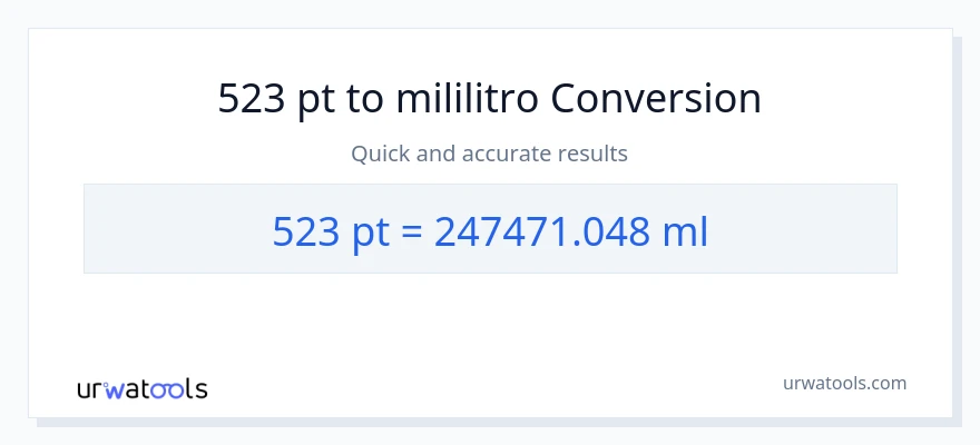 523 Pints patungong mga mililitro na conversion