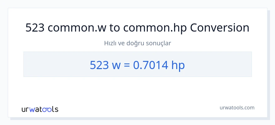 523 watt'den beygir gücü'e dönüşüm