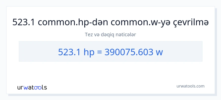 523.1 at gücü-dən vatt-ə çevrilmə