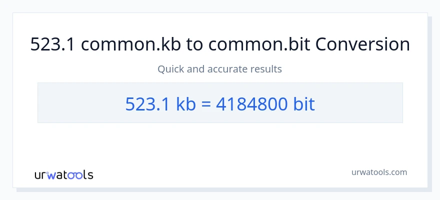523.1 Kilobytes patungong Bits na conversion