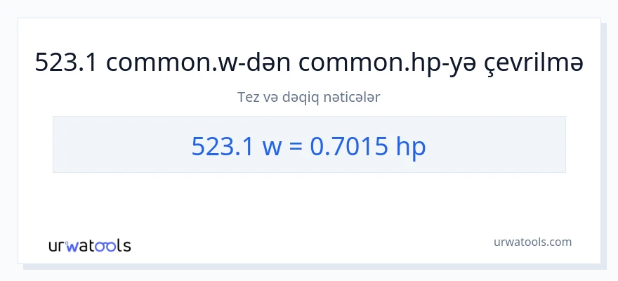 523.1 vatt-dən at gücü-ə çevrilmə