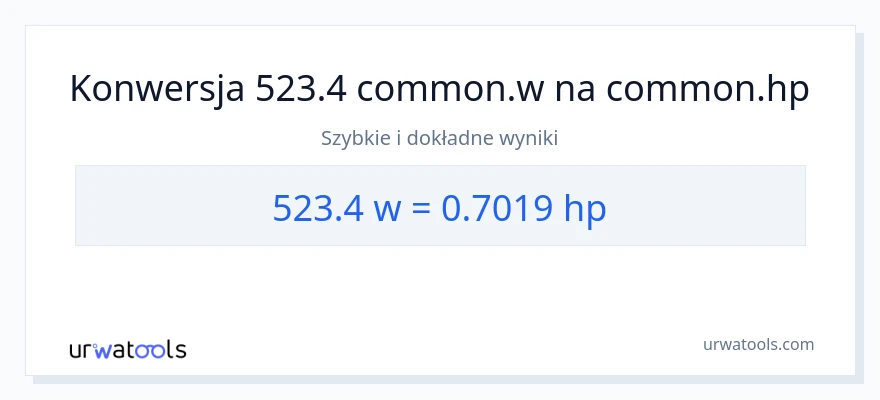Konwersja 523.4 watów do moc w koniach mechanicznych