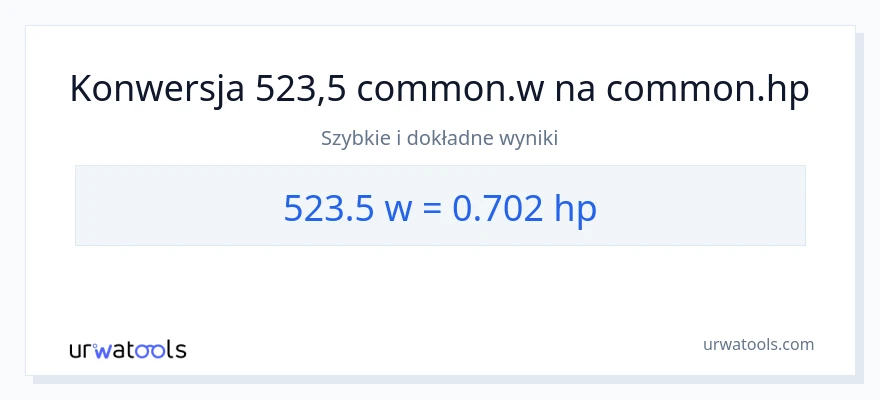 Konwersja 523.5 watów do moc w koniach mechanicznych