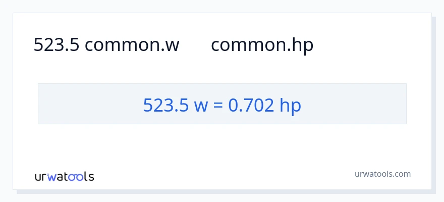 523.5 واٹ سے ہارس پاور کی تبدیلی