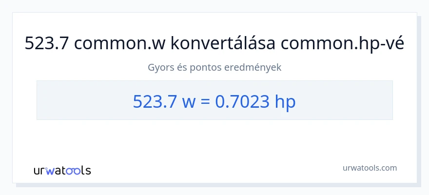 523.7 watt - lóerő konverzió