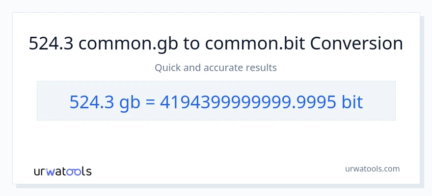 524.3 Gigabytes patungong Bits na conversion