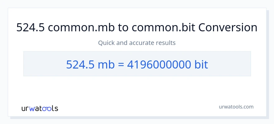 524.5 Megabytes patungong Bits na conversion