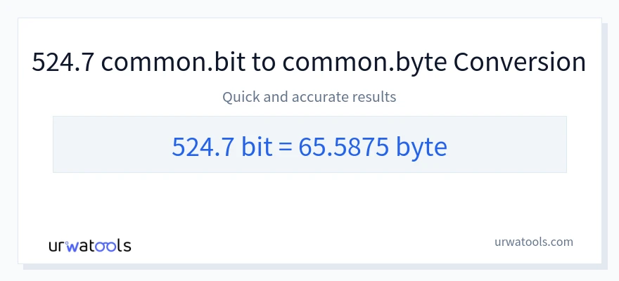 524.7 Bits 到 Bytes 轉換