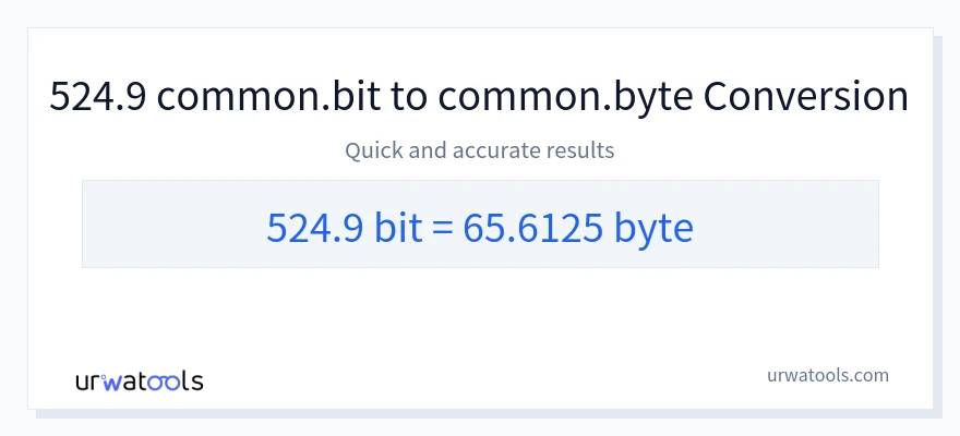 524.9 Bits 到 Bytes 轉換