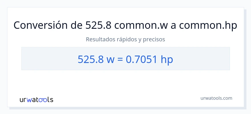 Conversión de 525.8 vatios a caballo de fuerza