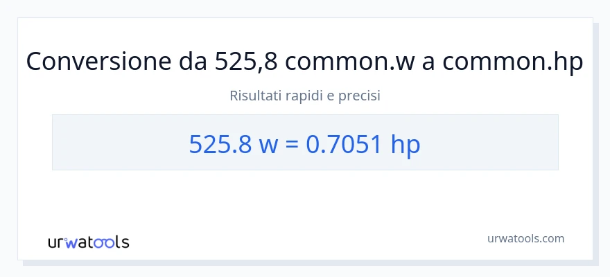 Conversione da 525.8 watt a potenza
