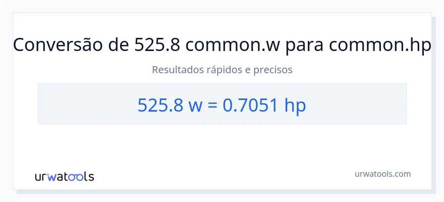 Conversão de 525.8 watts para cavalos de potência