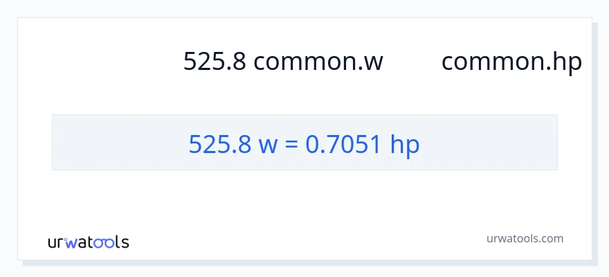 การแปลง 525.8 วัตต์ เป็น แรงม้า