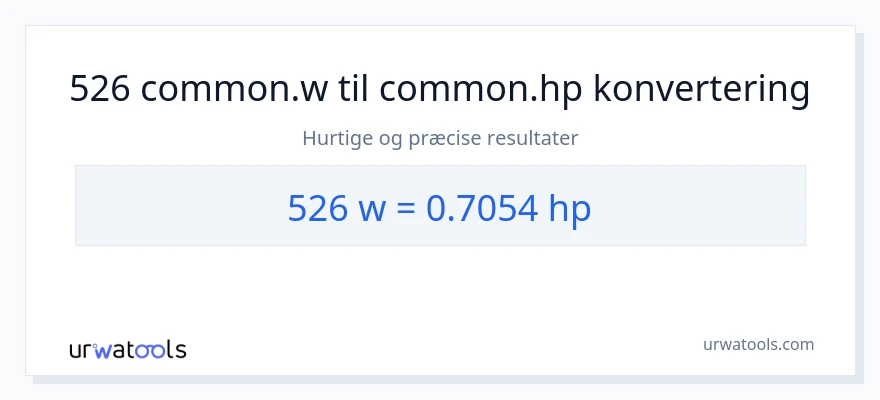 526 watt til hestekræfter konvertering