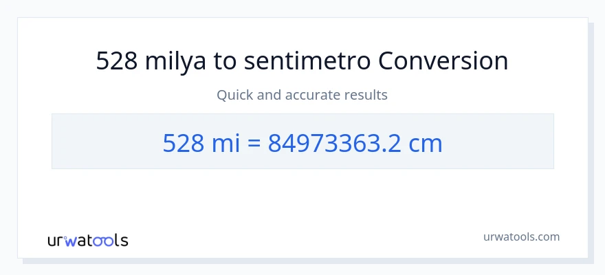 528 milya patungong Mga Sentimetro na conversion
