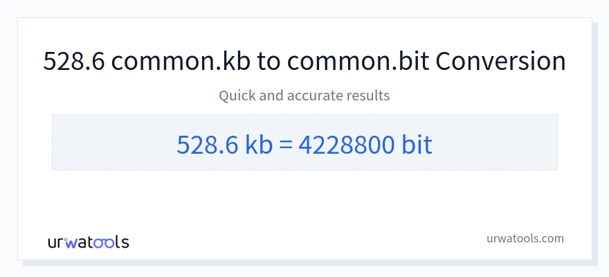 528.6 Kilobytes 到 Bits 轉換
