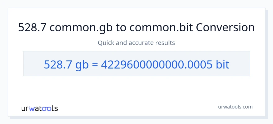 528.7 Gigabytes patungong Bits na conversion