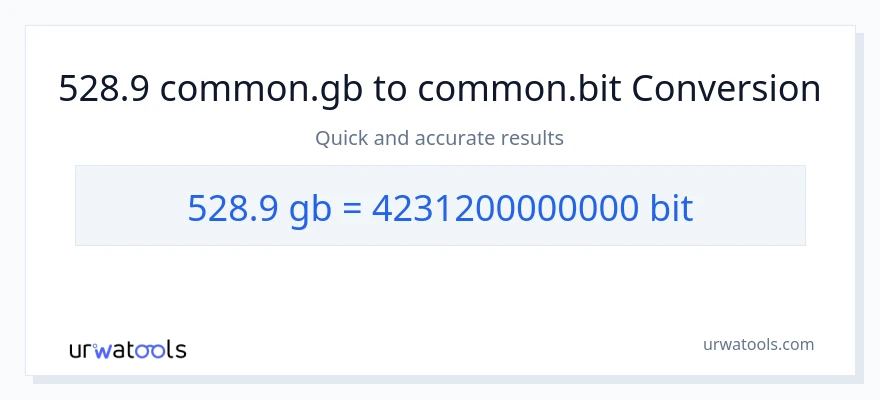 528.9 Gigabytes patungong Bits na conversion