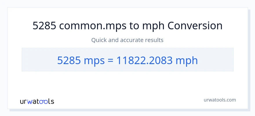 5285 Meters Per Second patungong milya kada oras na conversion
