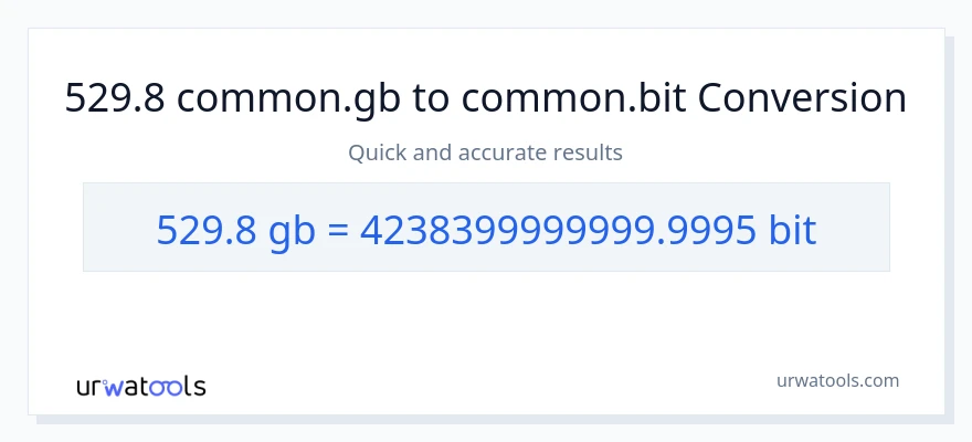 529.8 Gigabytes patungong Bits na conversion