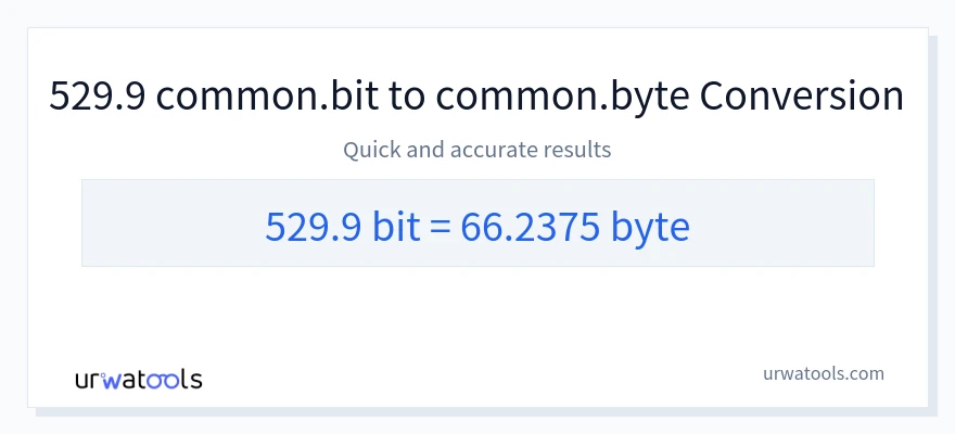 529.9 Bits 到 Bytes 轉換