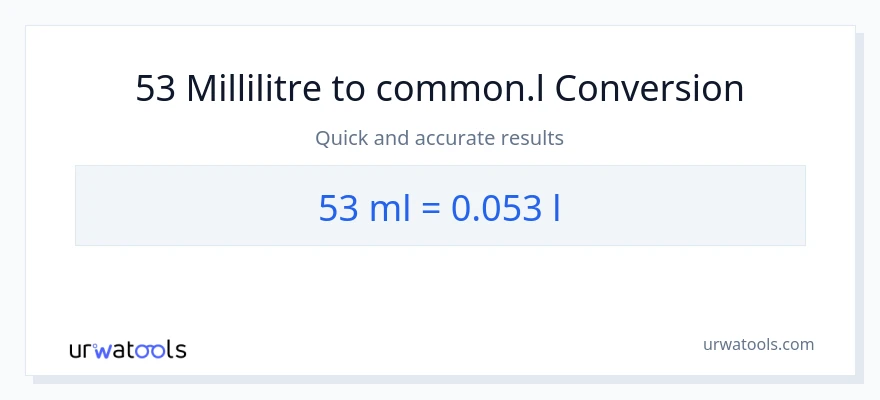 Conversion 53 millilitres vers Liters