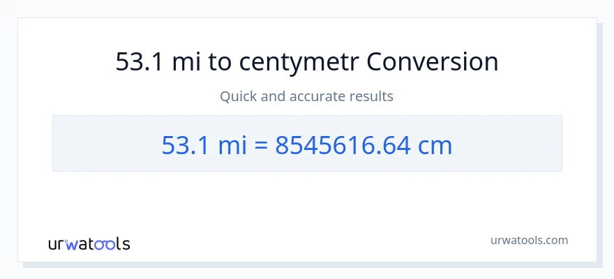 Konwersja 53.1 mile do Centymetry