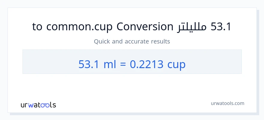 التحويل من 53.1 ملليلتر إلى أكواب