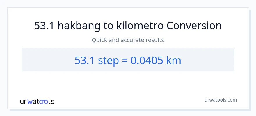 53.1 mga hakbang patungong Kilometro na conversion