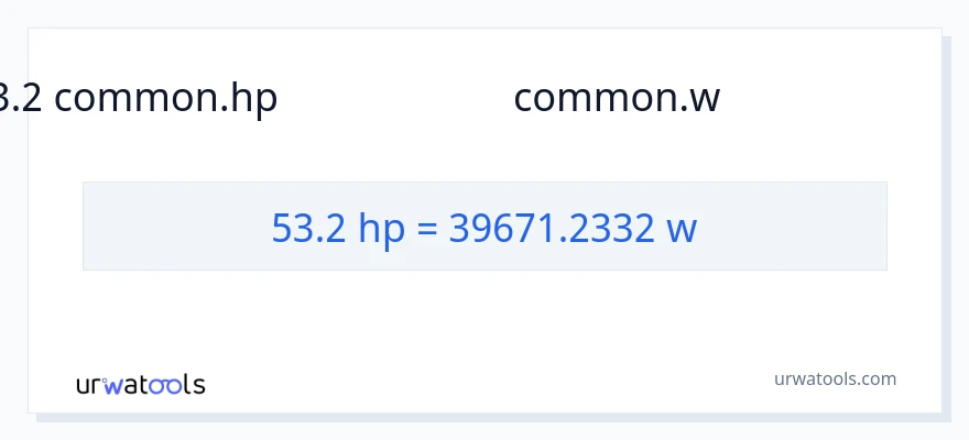 53.2 குதிரைத்திறன் இலிருந்து வாட்ஸ் வரை மாற்றம்