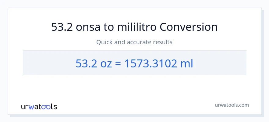 53.2 Mga onsa patungong mga mililitro na conversion