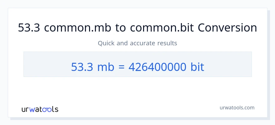 التحويل من 53.3 Megabytes إلى Bits