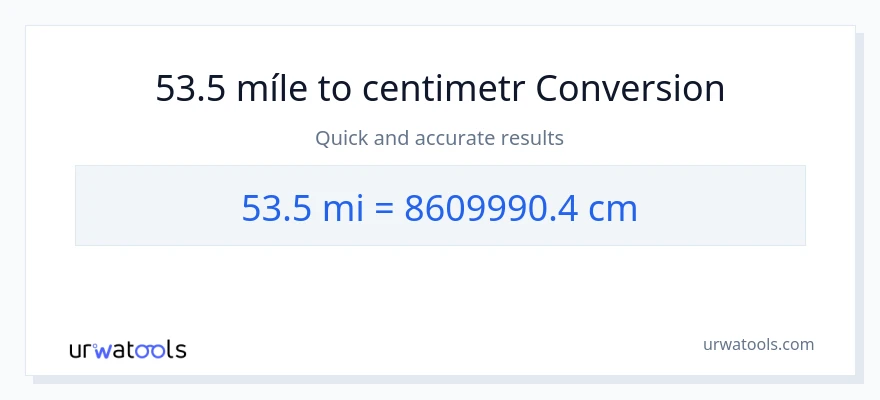 Konverze z míle na Centimetry: 53.5