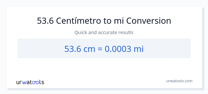 Conversión de 53.6 Centímetros a millas